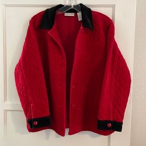 Coat it’s 80 cotton fabric and it’s red and black